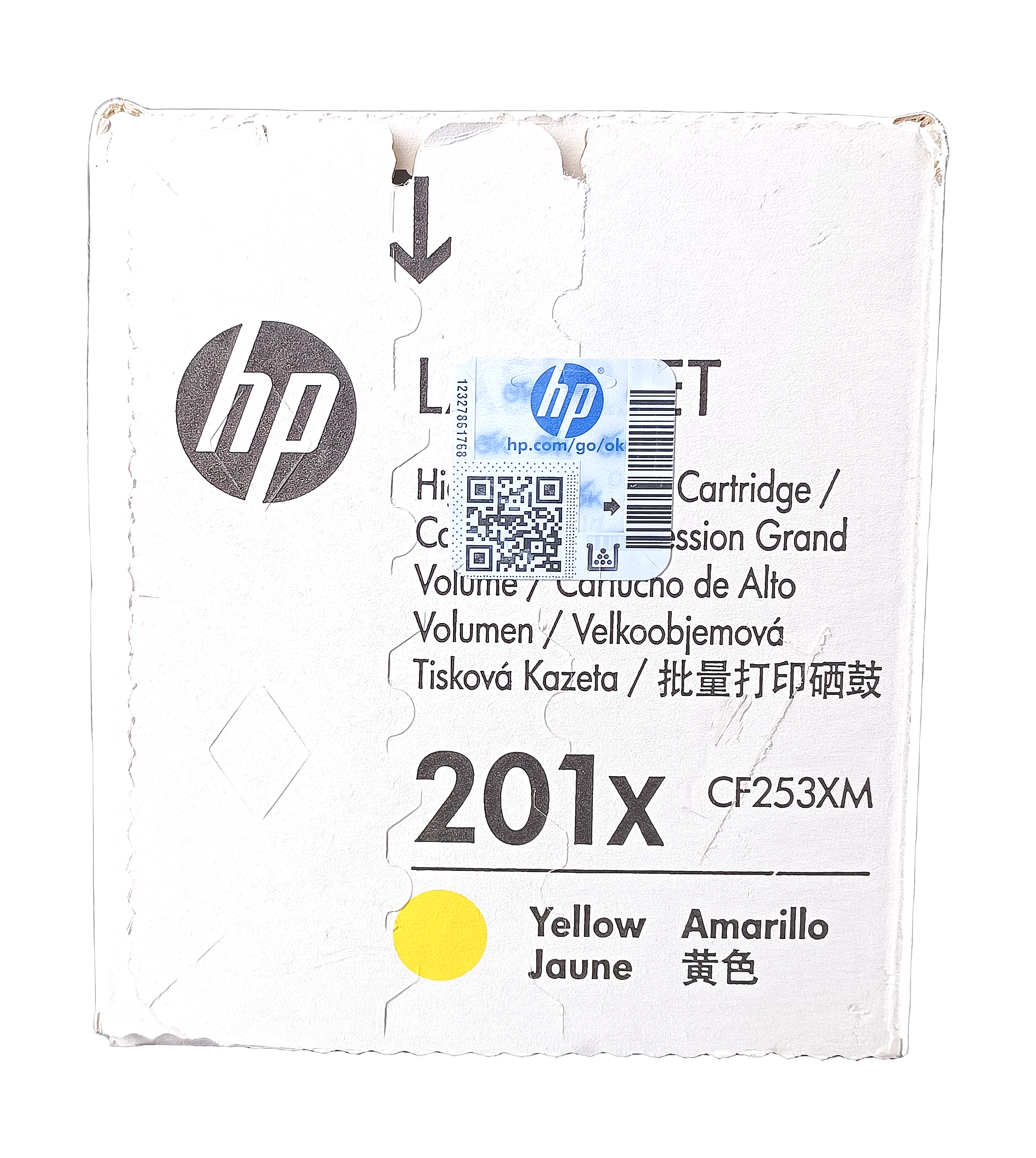 Genuine HP CF402X Yellow High-Yield Toner Cartridge 201X, Plain Box