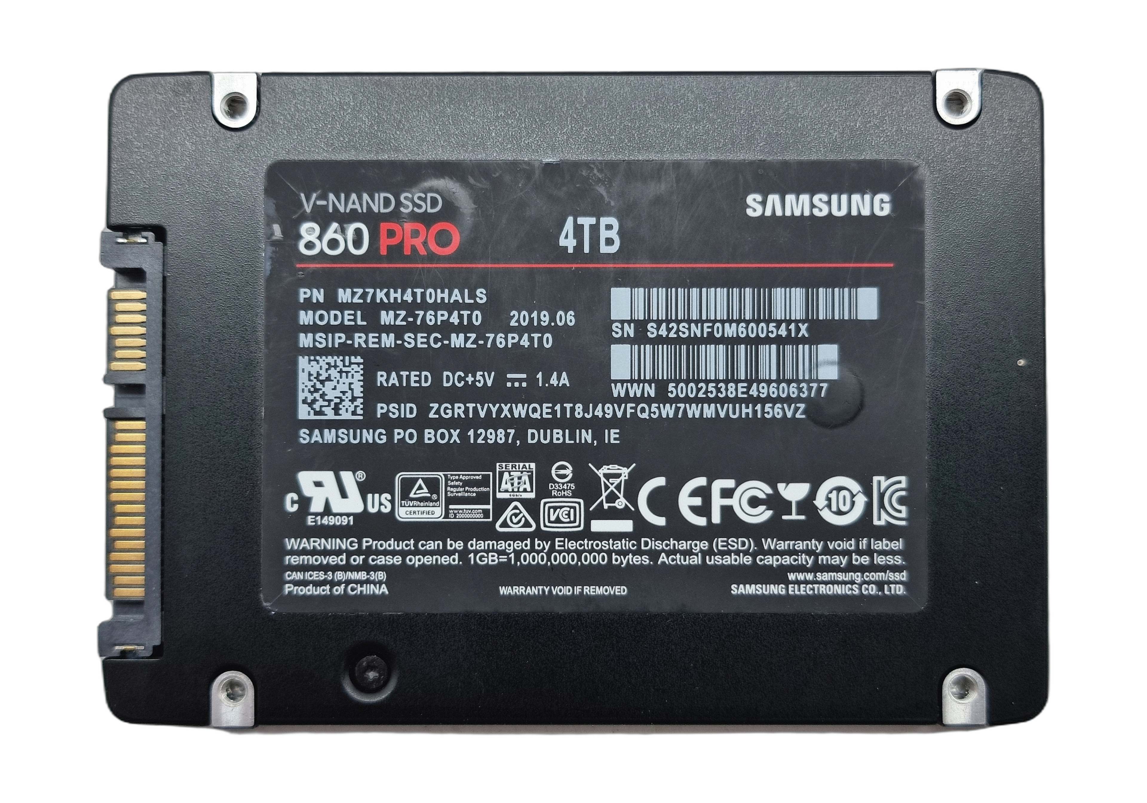 Samsung 860 Pro 4TB 2.5" SATA SSD MZ-76P4T0