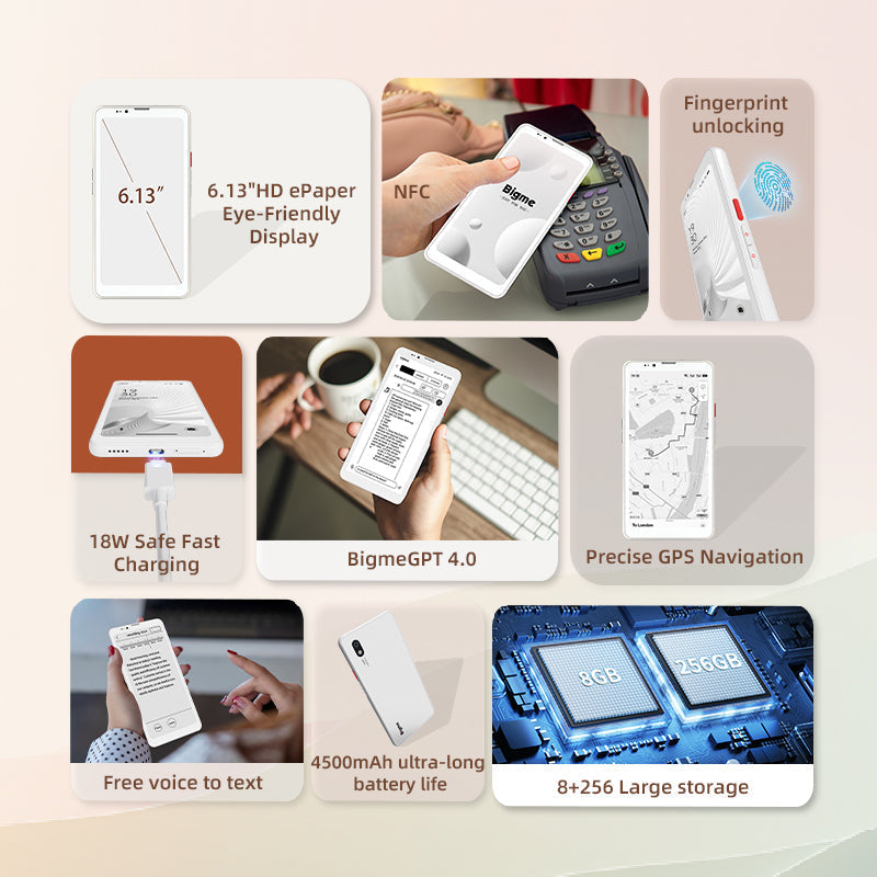 Black Friday Sale-Hibreak Pro ePaper Smartphone  with Android 14 OS-Black and White version