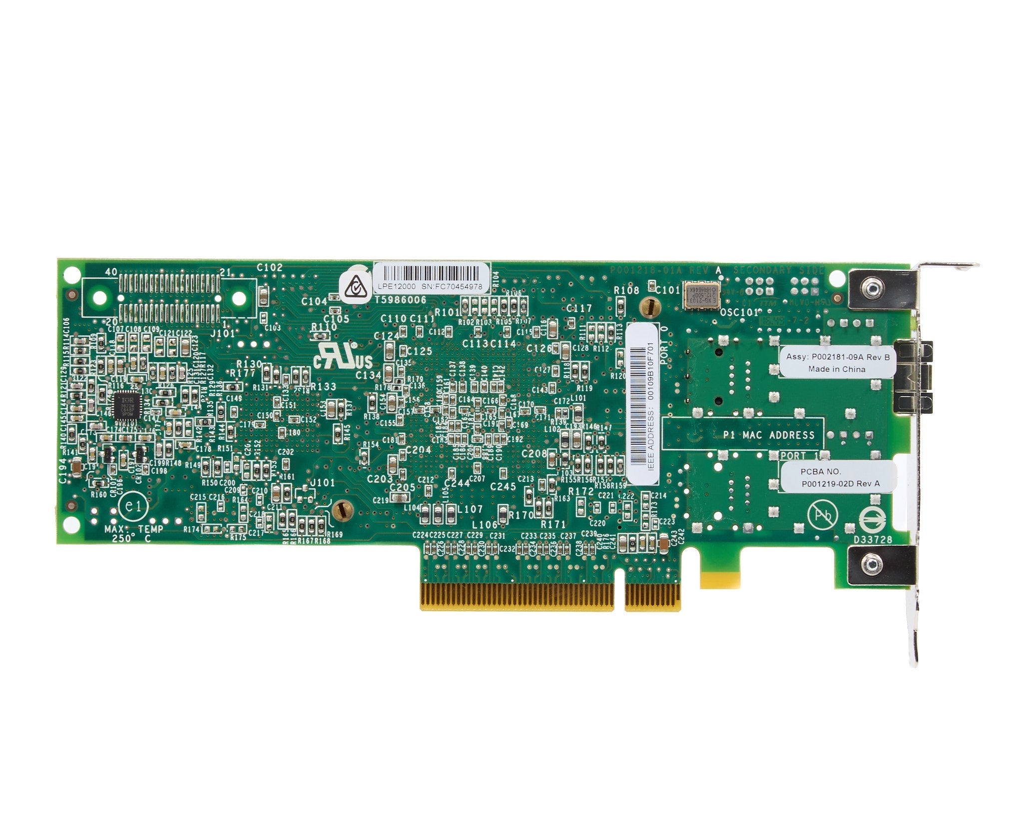 Dell Emulex LPE12000 Single Port 8GB Fiber Channel SFP+ HBA Low Profile