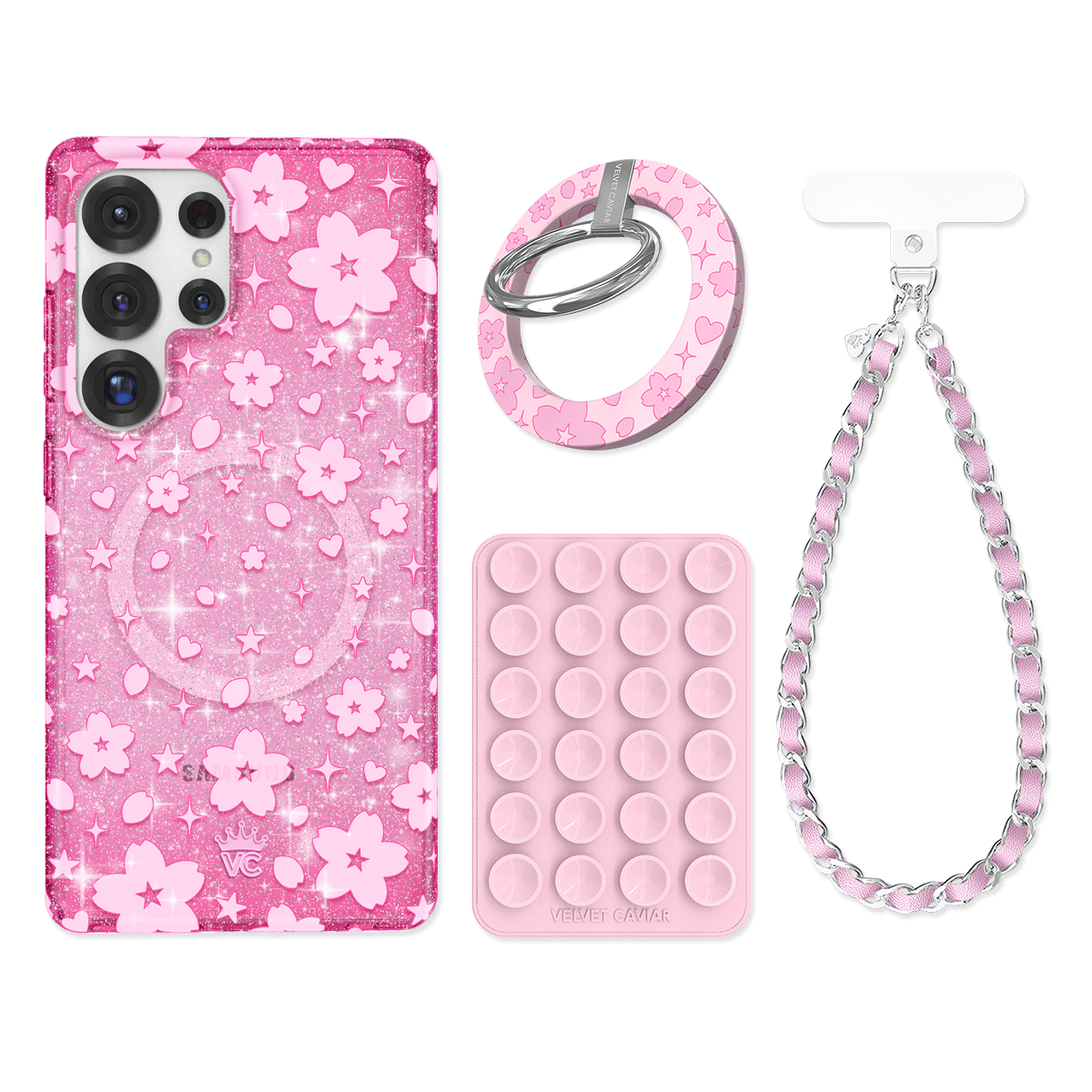Cherry Blossom Glitter Samsung Bundle Set
