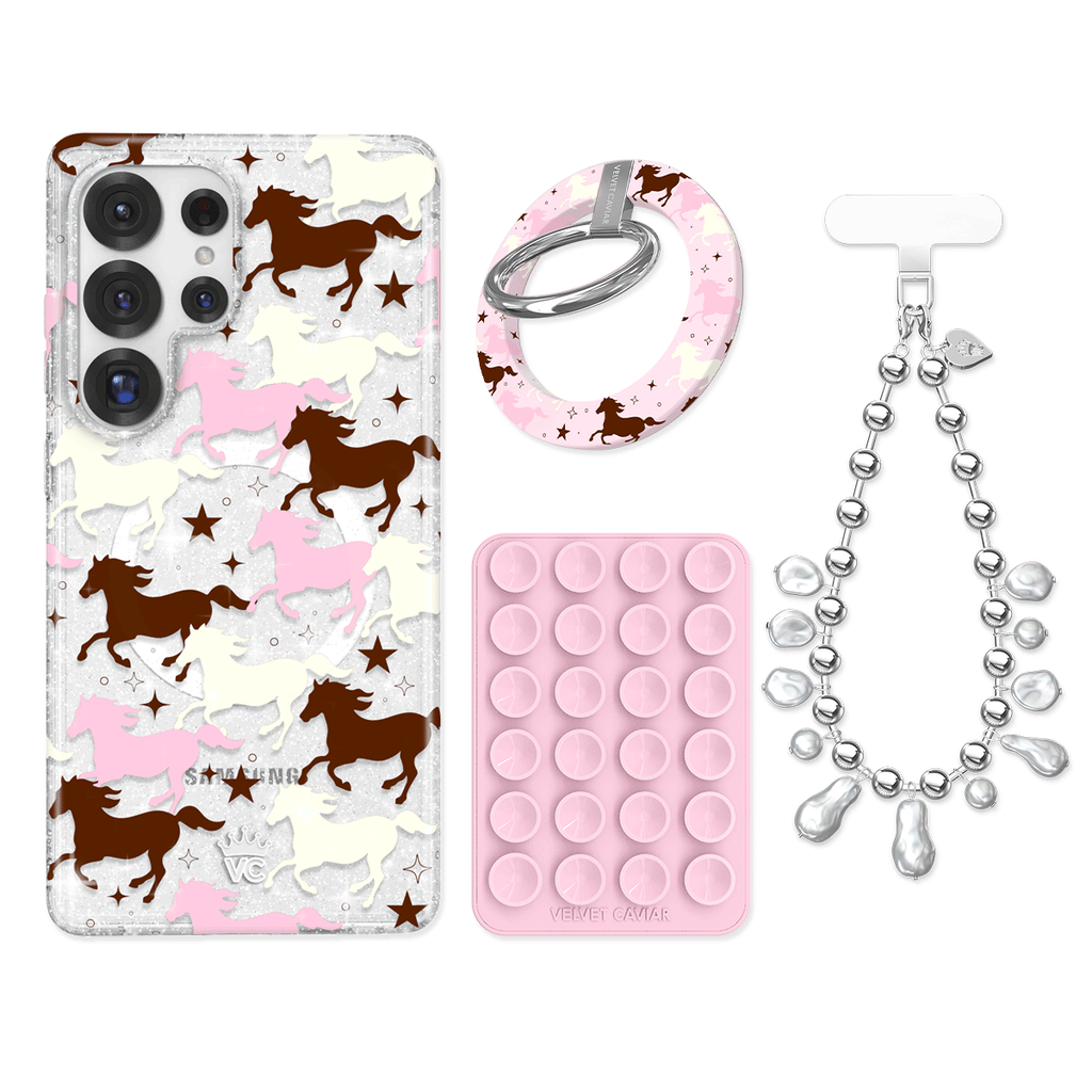 Pink Pony Glitter Samsung Bundle Set