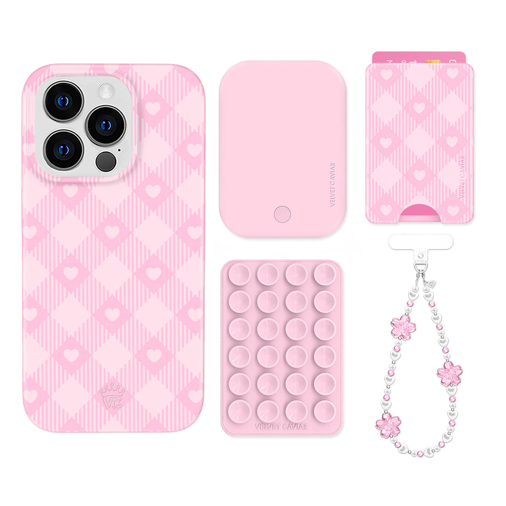 Dolly Pink Gingham iPhone Bundle Set - Wallet