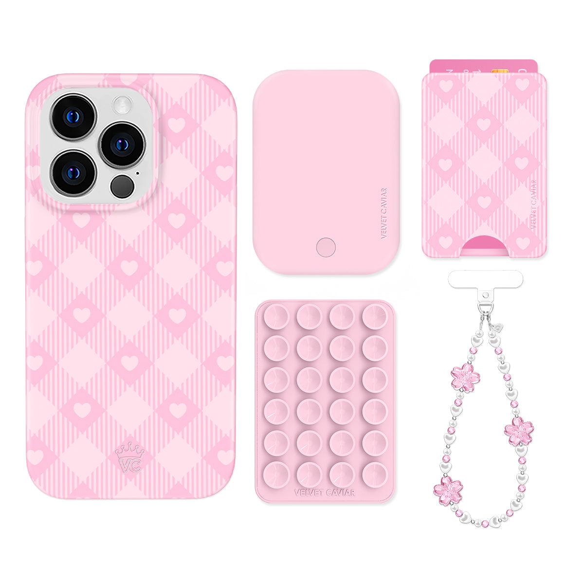 Dolly Pink Gingham iPhone Bundle Set - Wallet