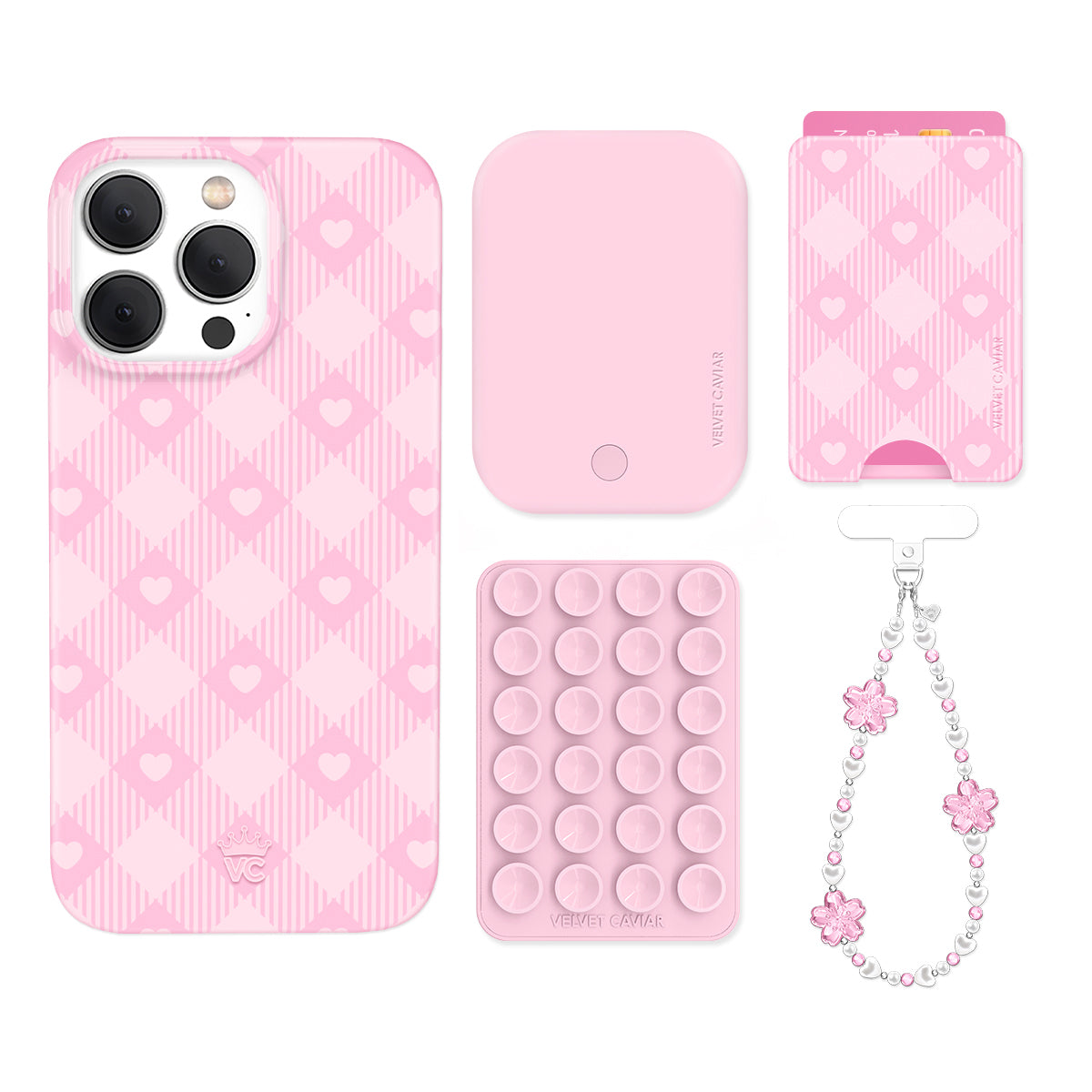 Dolly Pink Gingham iPhone Bundle Set - Wallet