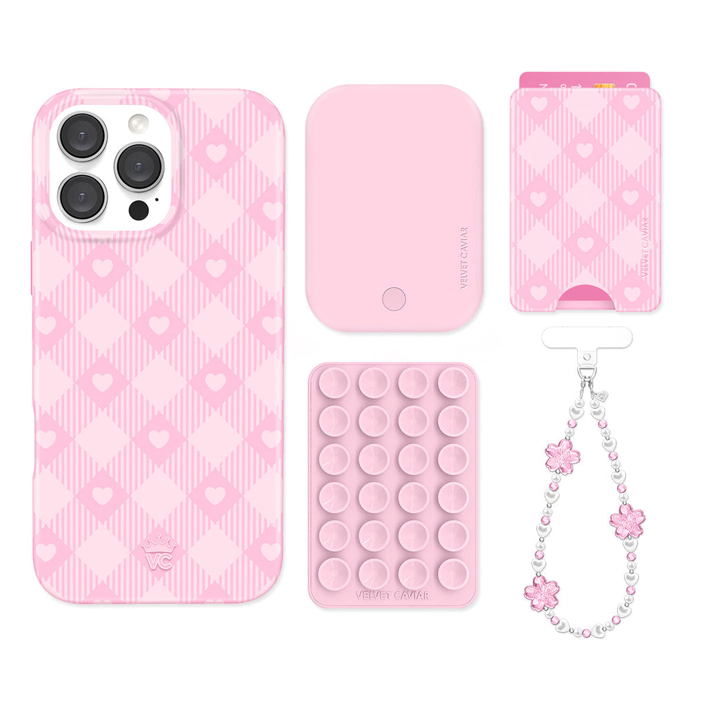 Dolly Pink Gingham iPhone Bundle Set - Wallet