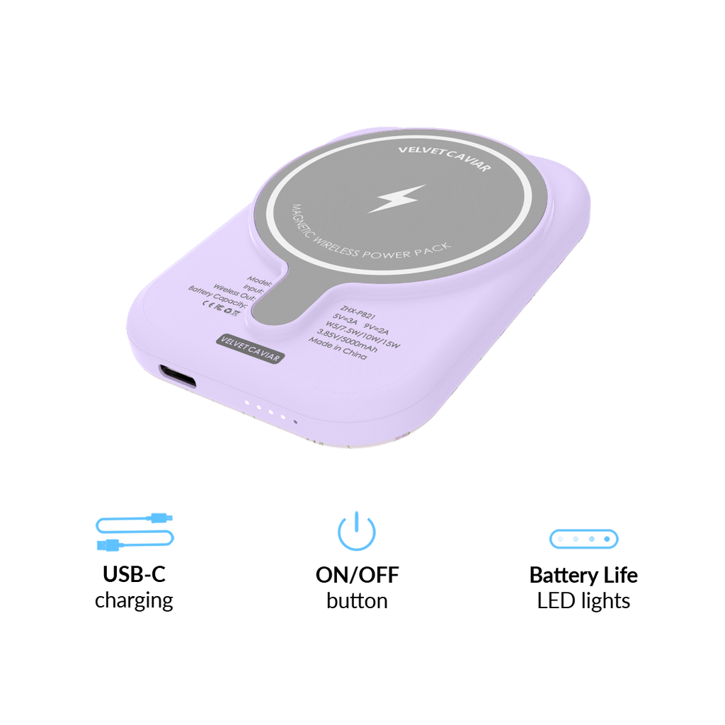 Dainty Lilac Floral MagSafe Battery Power Pack
