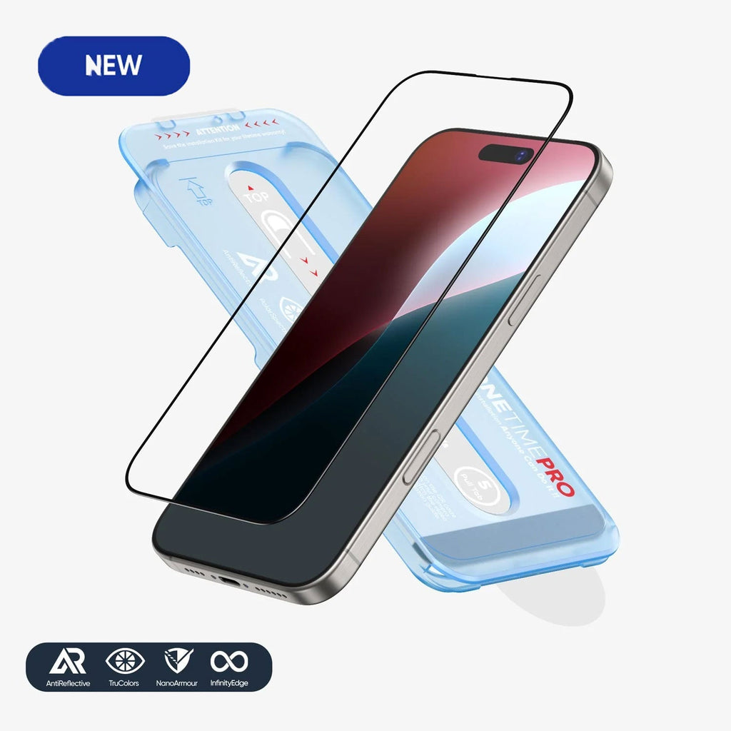 NanoArmour ONETIME PRO Anti Reflective PolarSpectra Infinity Edge – iPhone 16 Series (.7mm Bezels)