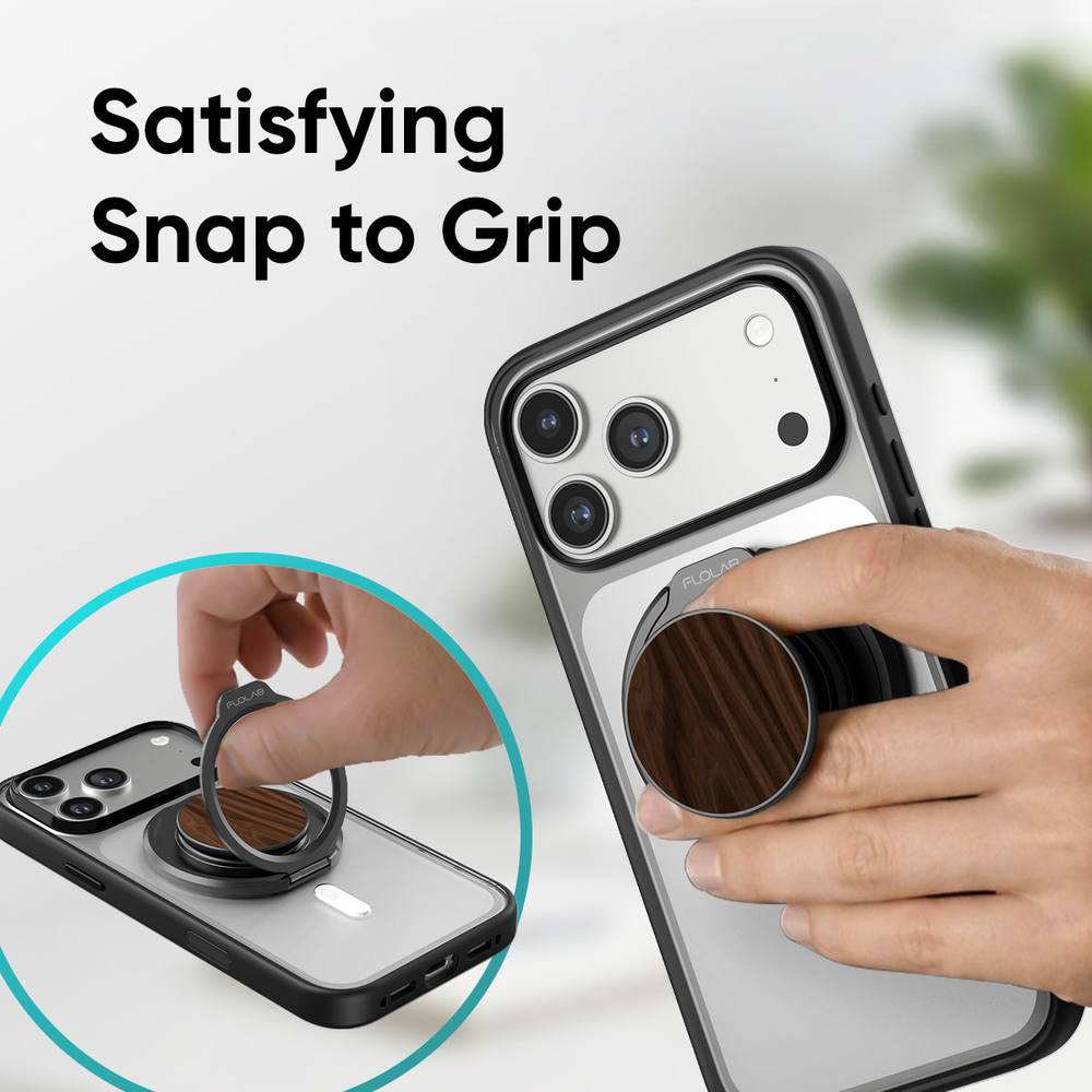 FLOLAB ForgeGrip Magnetic Stand & Phone Grip for iPhone Magsafe, Compatible with Android Phone - Carbon Fiber