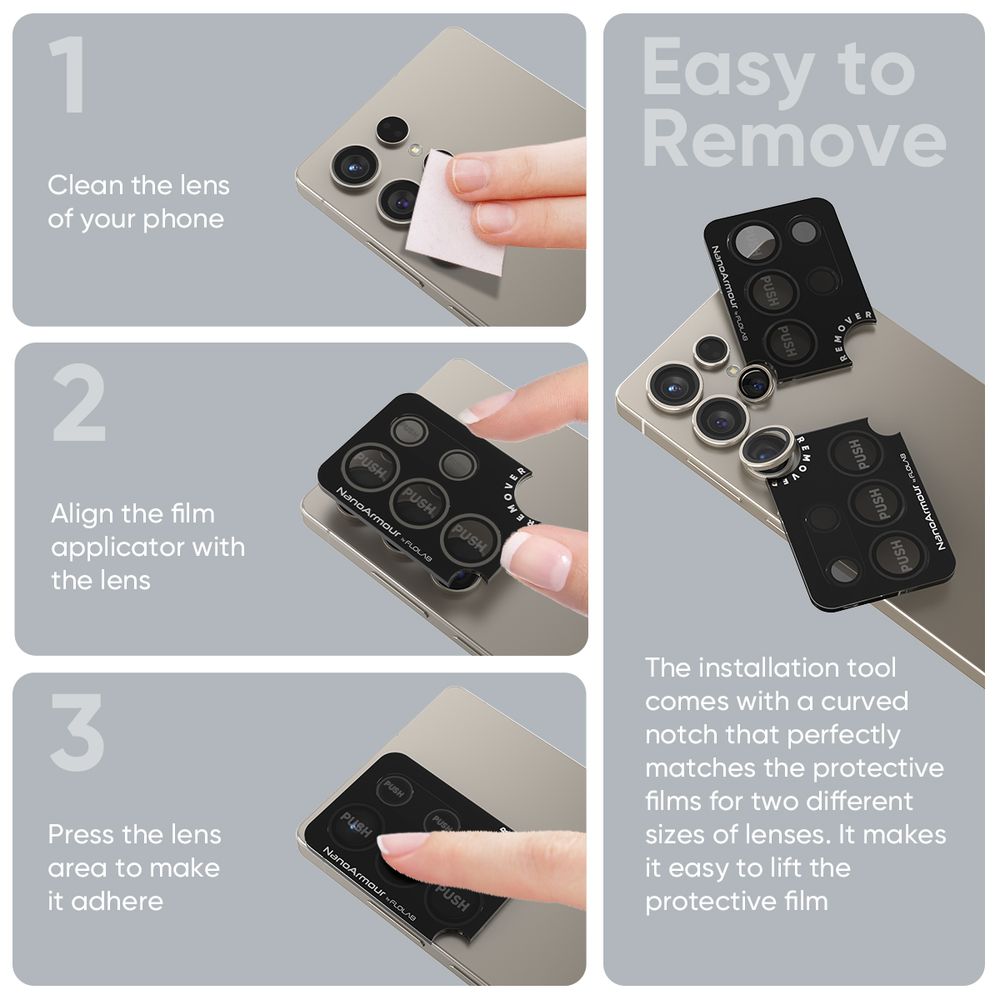 FLOLAB NanoArmour for Samsung Galaxy S25 Ultra Camera Lens Protector Anti Reflective Coating - 3 Color Options
