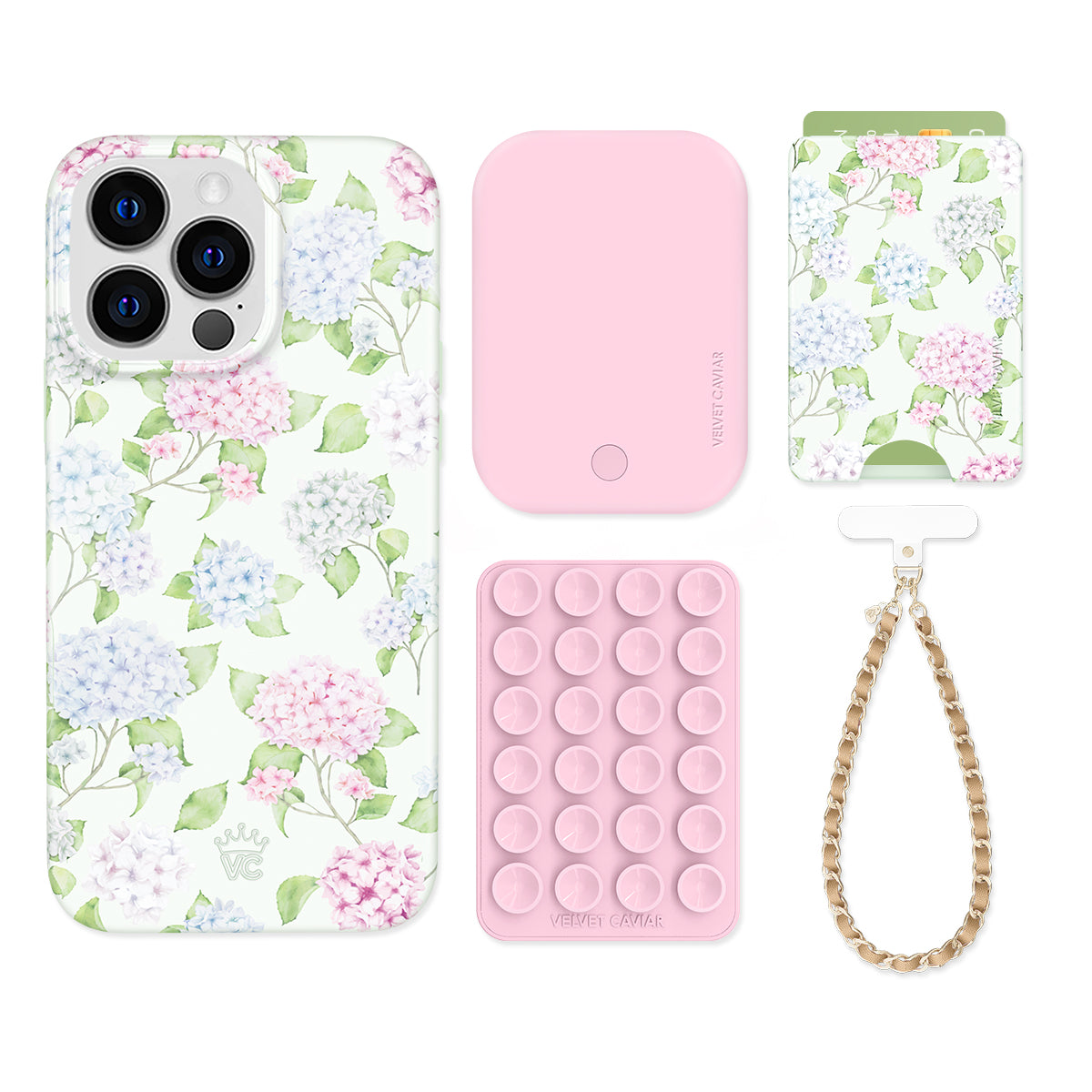 Hydrangea Floral iPhone Bundle Set - Wallet