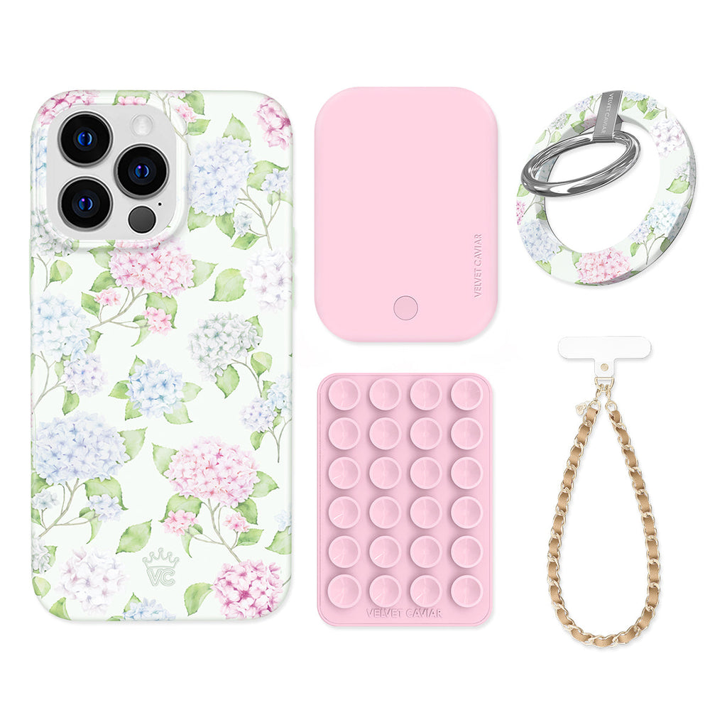 Hydrangea Floral iPhone Bundle Set - Grip