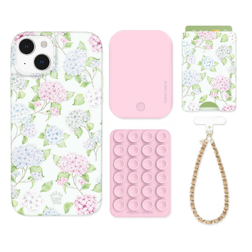 Hydrangea Floral iPhone Bundle Set - Wallet