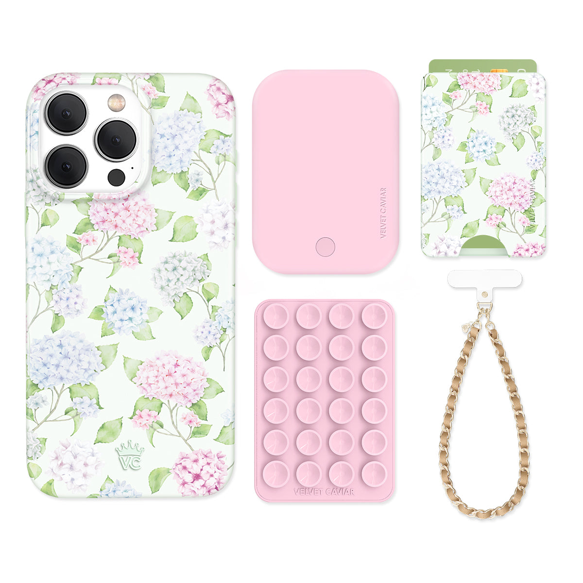 Hydrangea Floral iPhone Bundle Set - Wallet