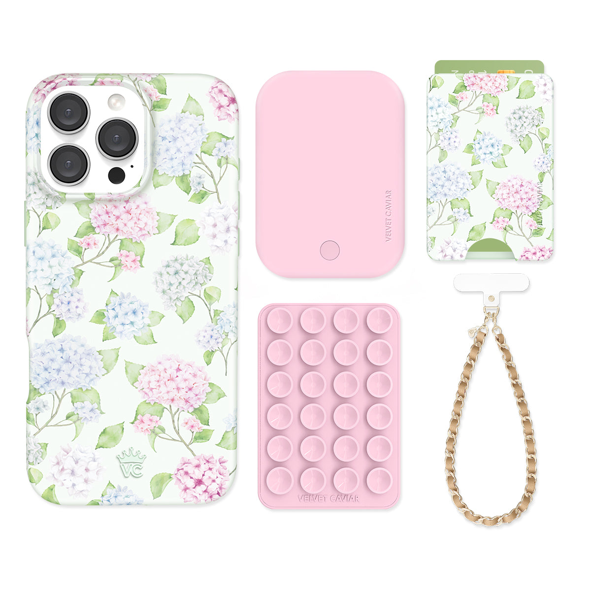 Hydrangea Floral iPhone Bundle Set - Wallet
