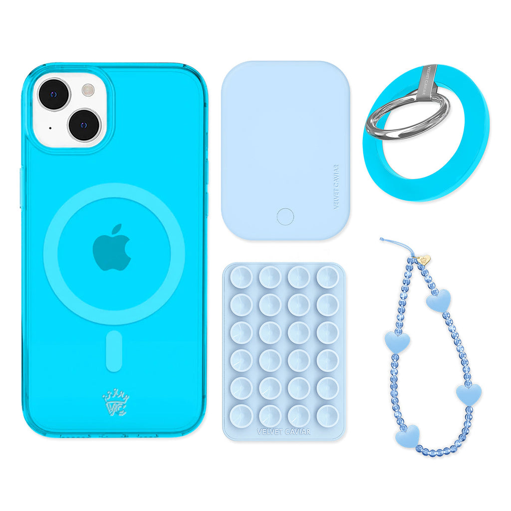 Neon Blue iPhone Bundle Set - Grip
