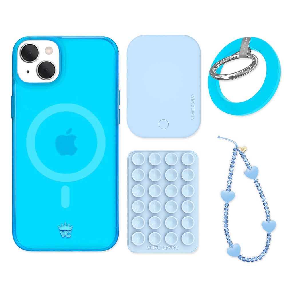 Neon Blue iPhone Bundle Set - Grip
