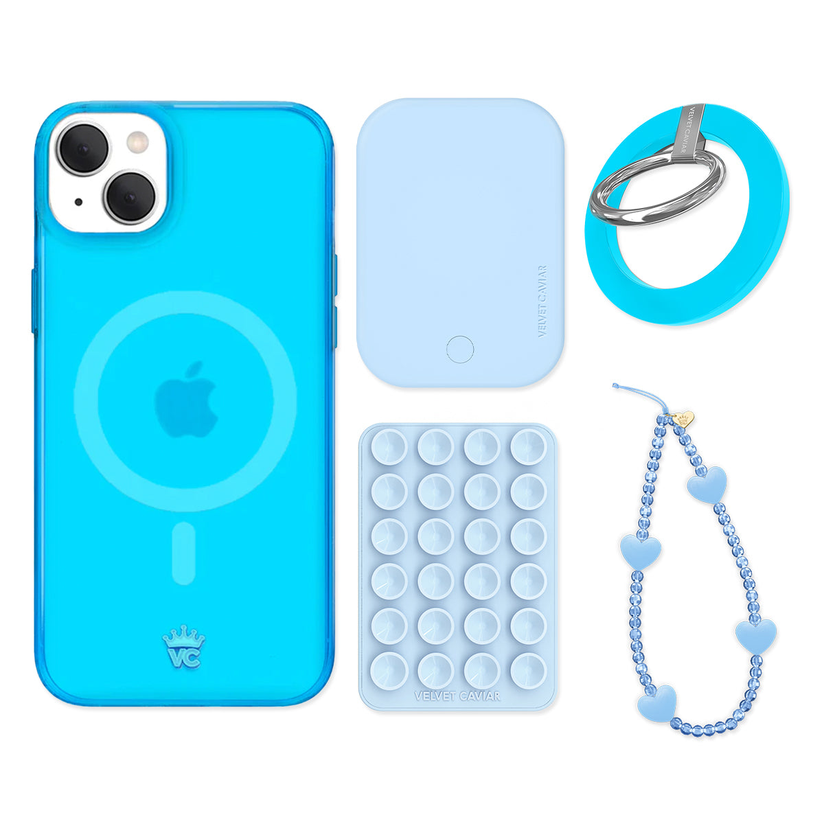 Neon Blue iPhone Bundle Set - Grip