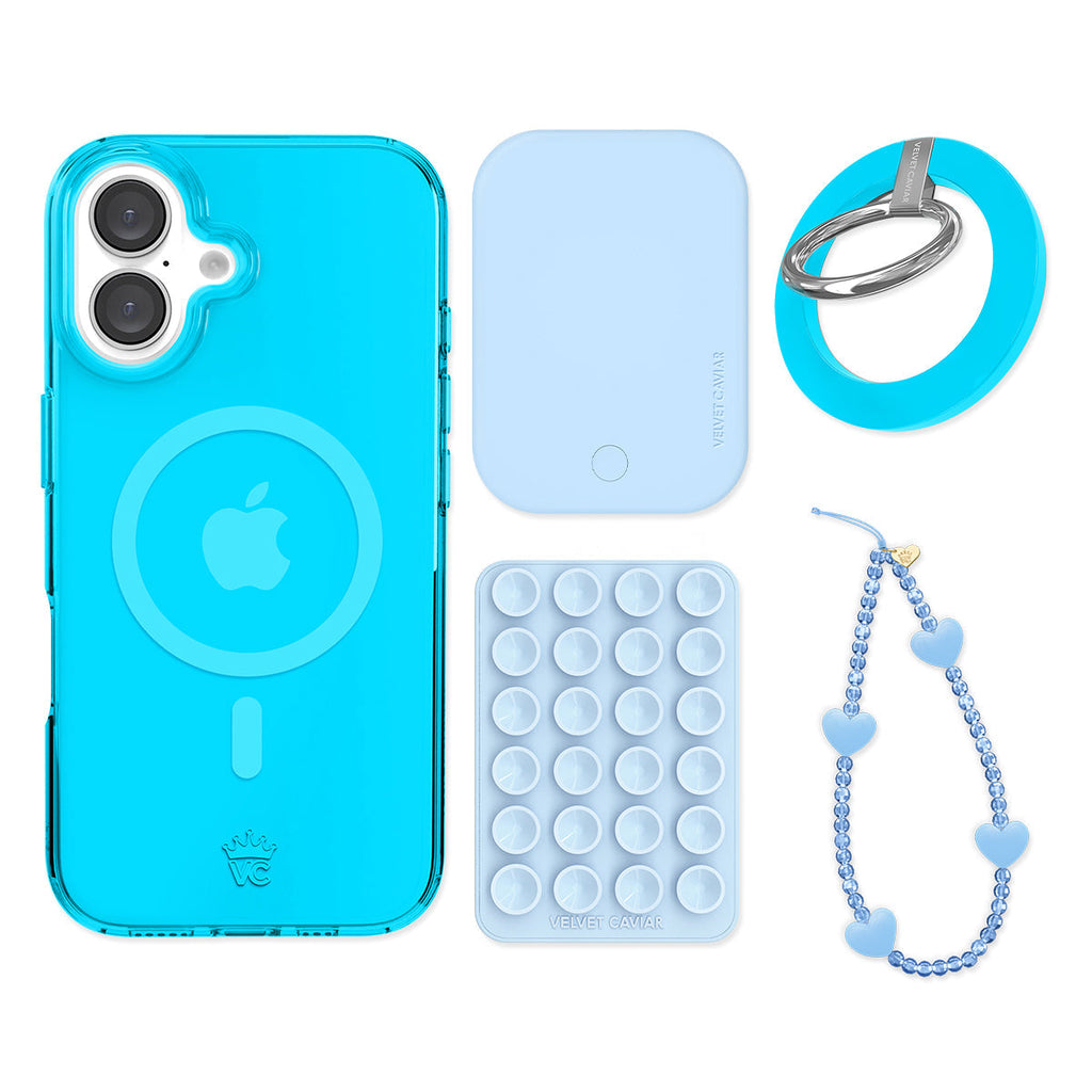 Neon Blue iPhone Bundle Set - Grip