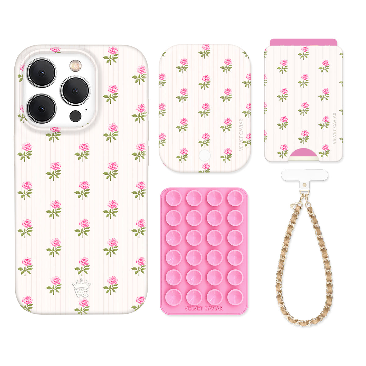 Pink Peony Floral iPhone Bundle Set - Wallet