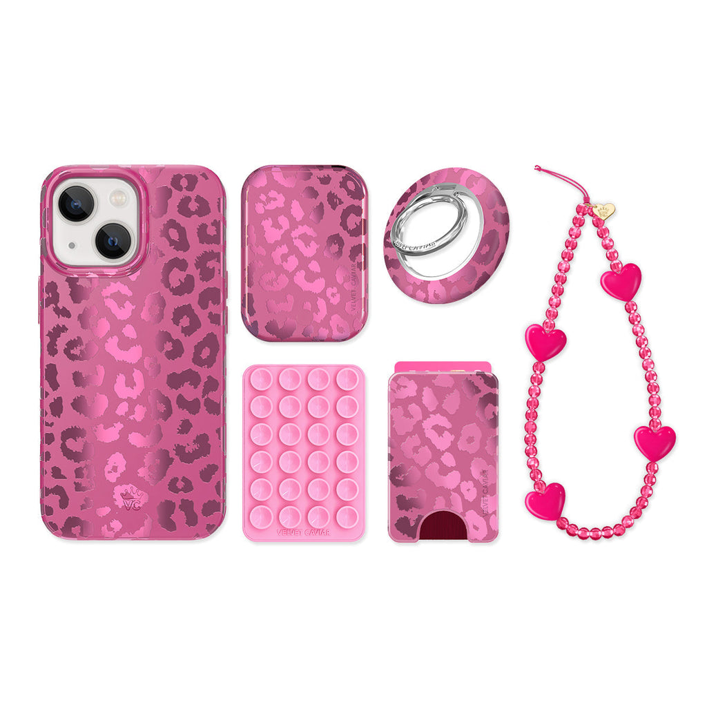 Pink Ruby Leopard iPhone Bundle Set