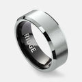 Ridge 8mm Beveled Ring Set - Platinum