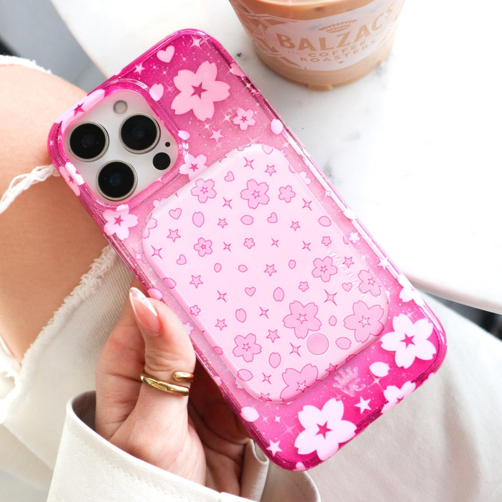 Pink Cherry Blossom MagSafe Battery Power Pack