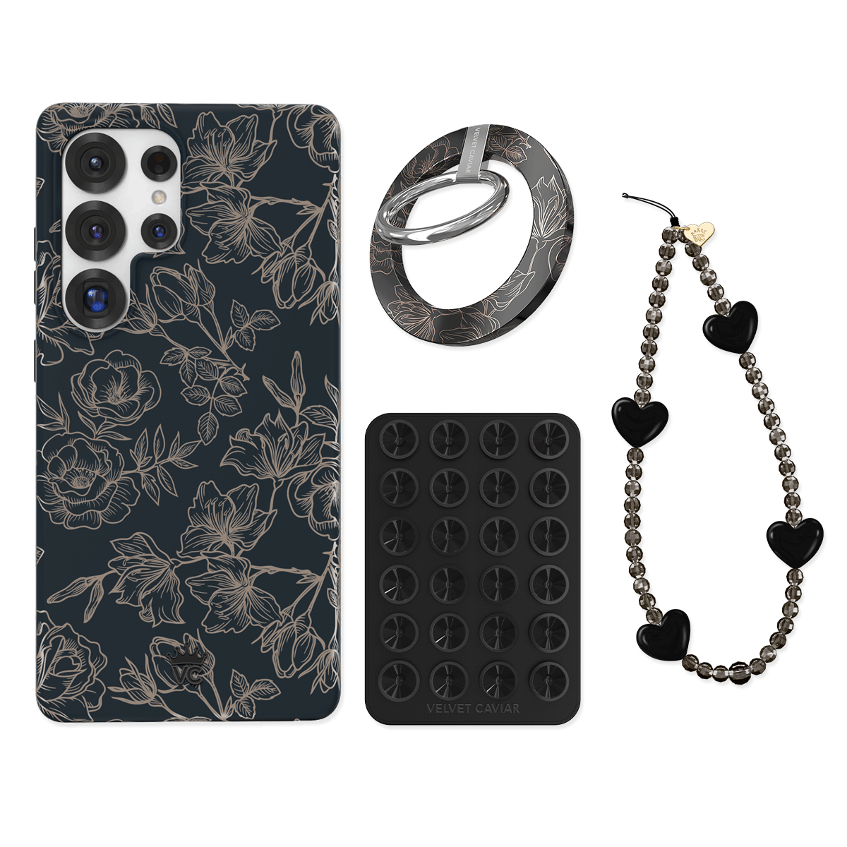 Floral Rose Gold Chrome Samsung Bundle Set