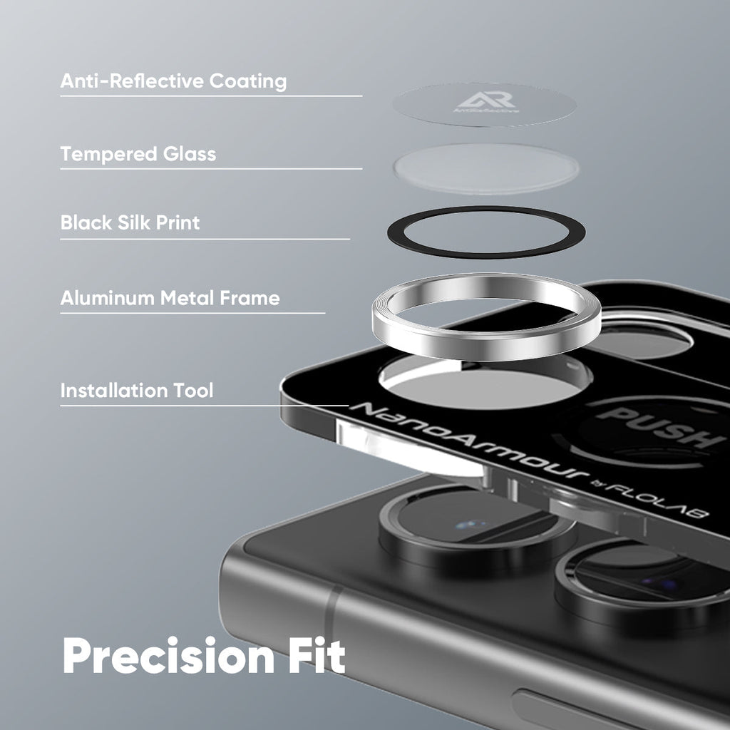 FLOLAB NanoArmour for Samsung Galaxy S24 Ultra Camera Lens Protector Anti Reflective Coating