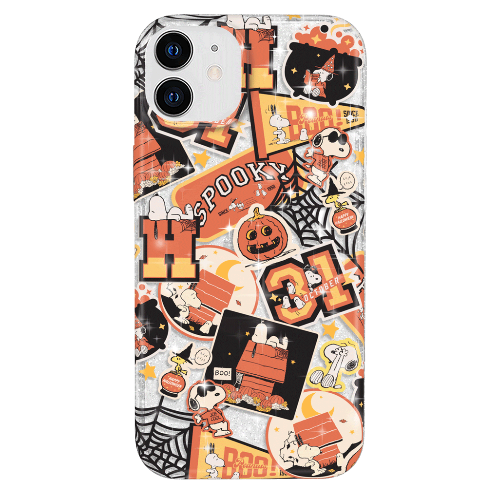 Snoopy Halloween Varsity Glitter iPhone Case
