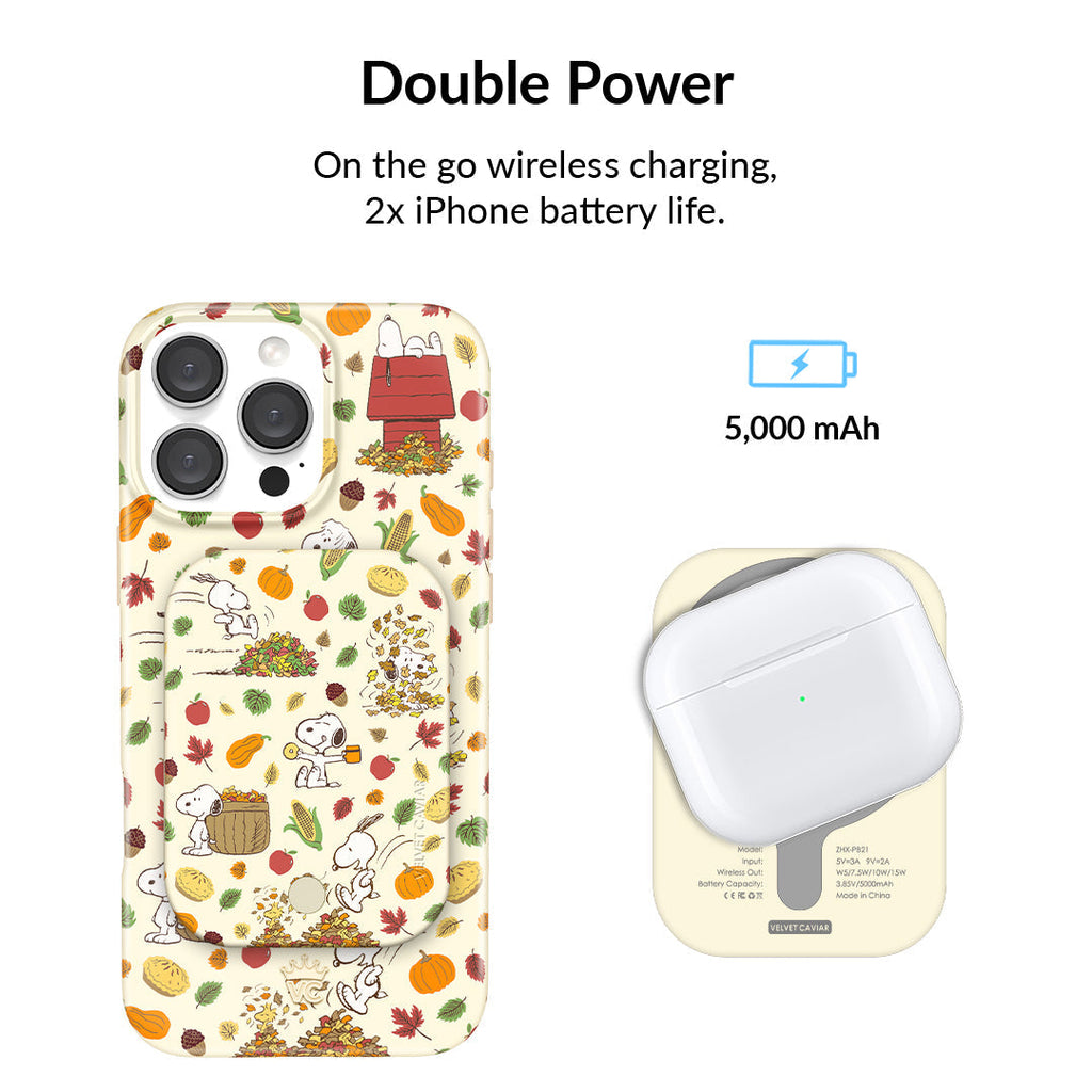 Snoopy Autumn Leaves MagSafe Battery Power Pack