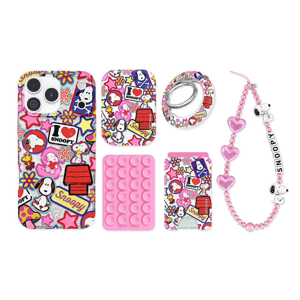 Snoopy Patchwork Glitter iPhone Bundle Set