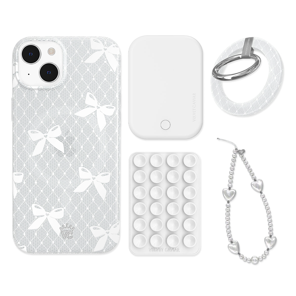 Vintage Lace Bows iPhone Bundle Set - Grip