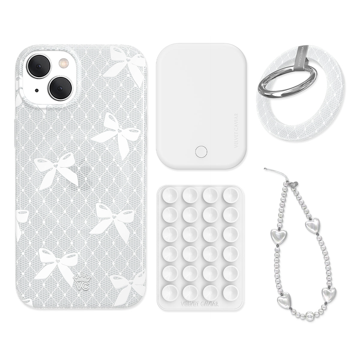 Vintage Lace Bows iPhone Bundle Set - Grip