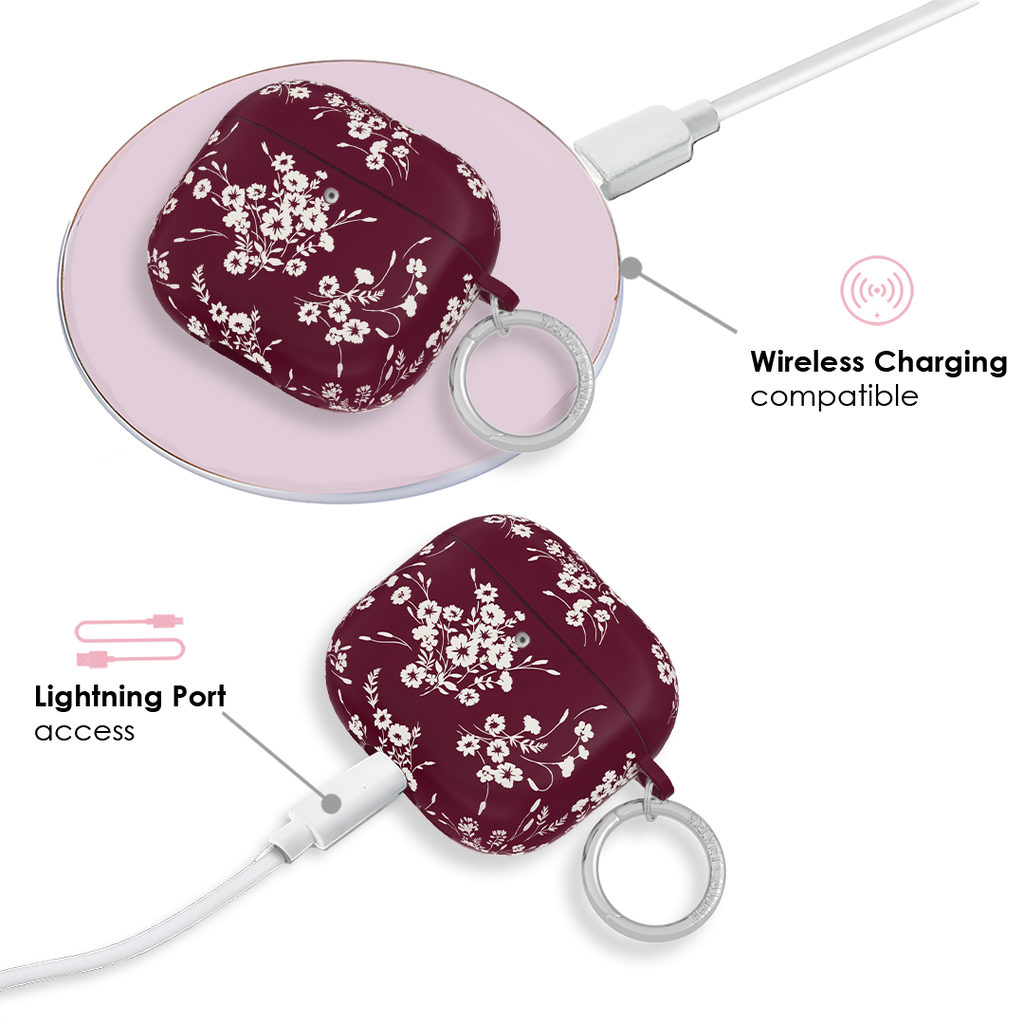 French Burgundy Floral AirPod Case