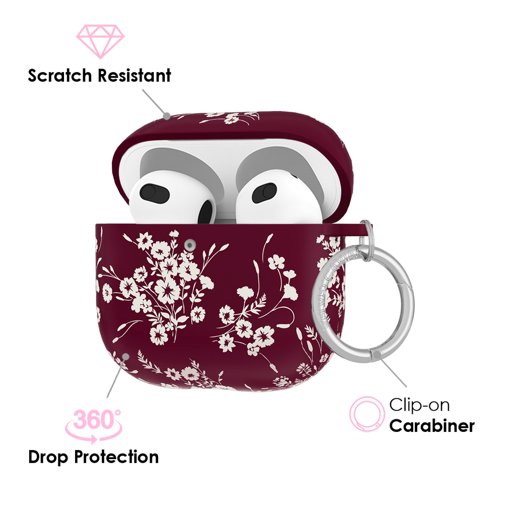 French Burgundy Floral AirPod Case
