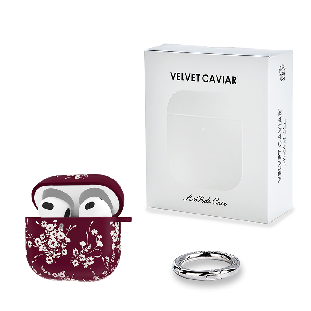French Burgundy Floral AirPod Case