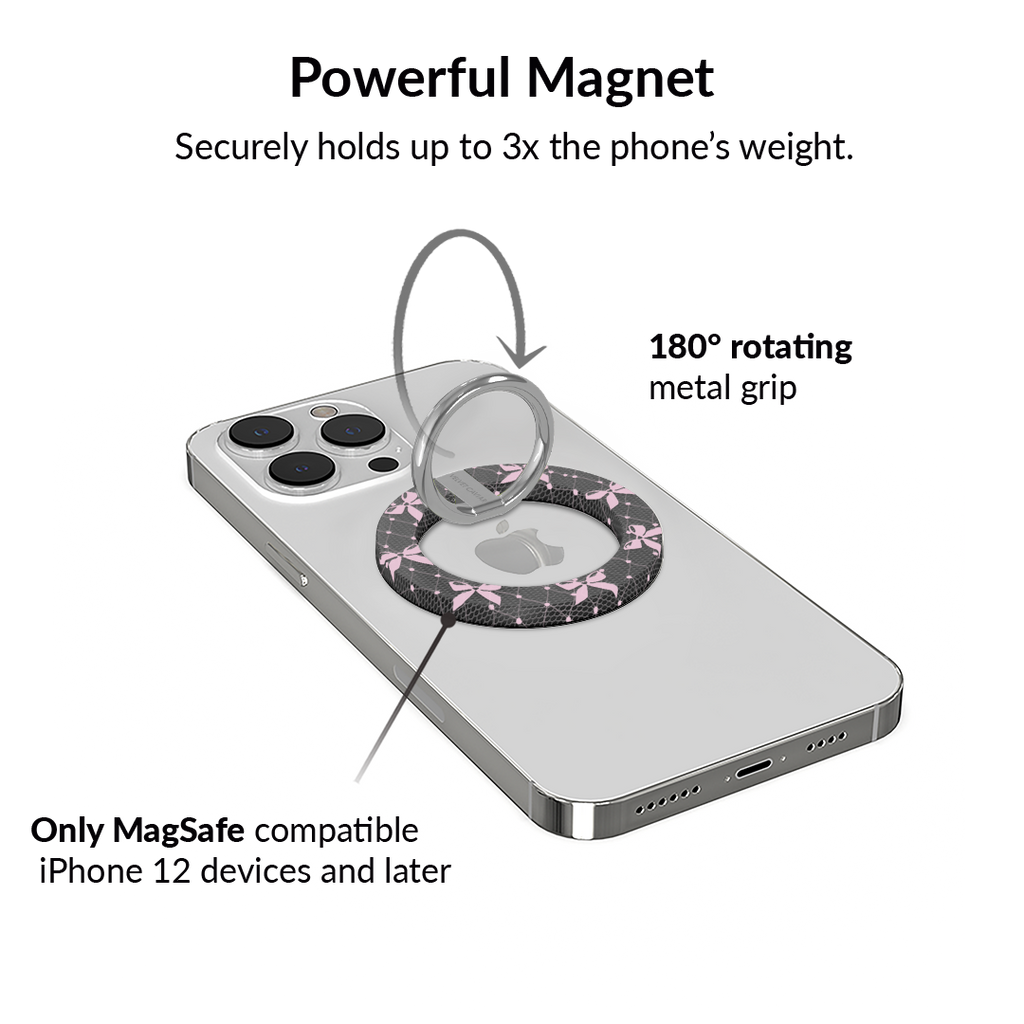 Lacy Pink Bows MagSafe Grip Ring