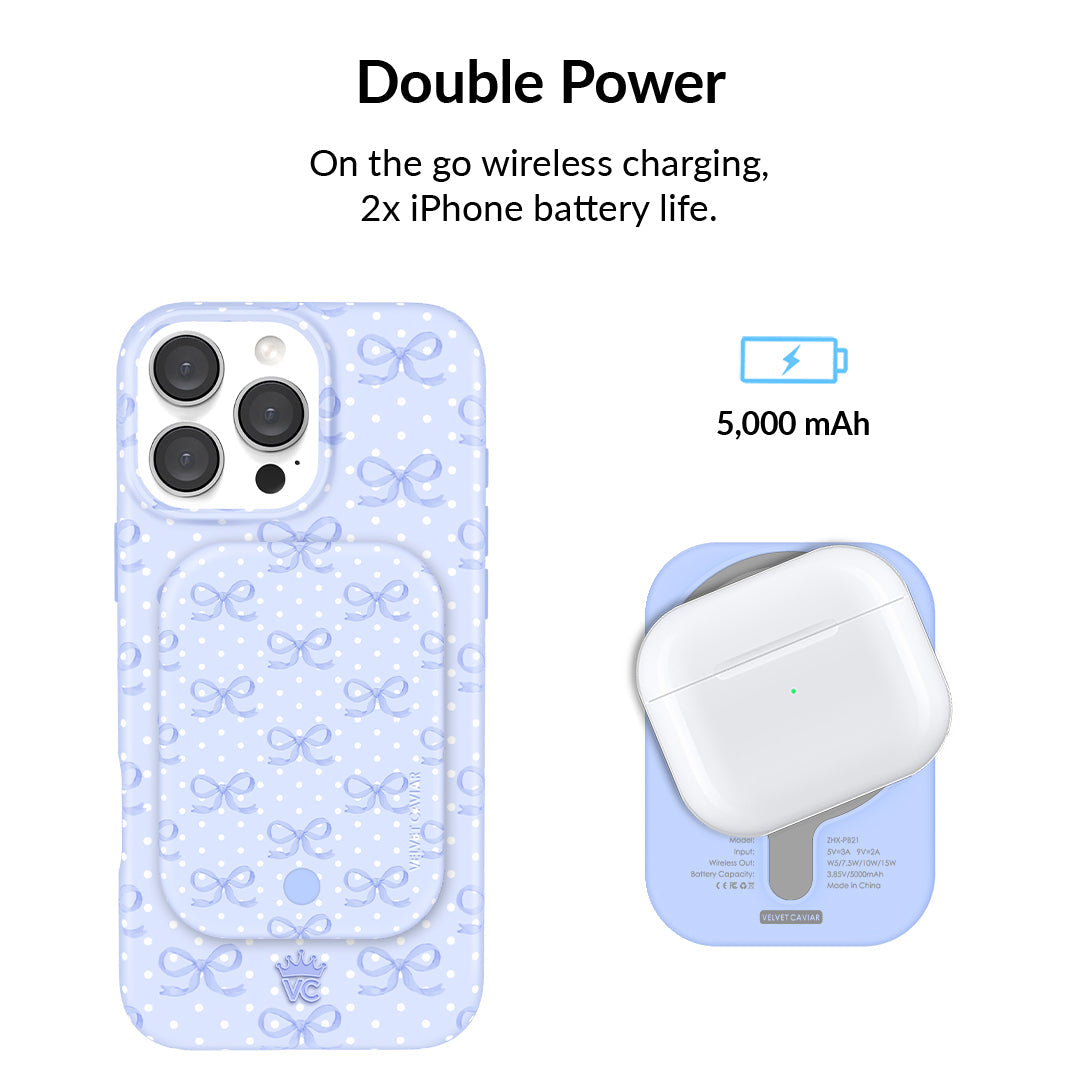 Lovely Blue Bows MagSafe Battery Power Pack