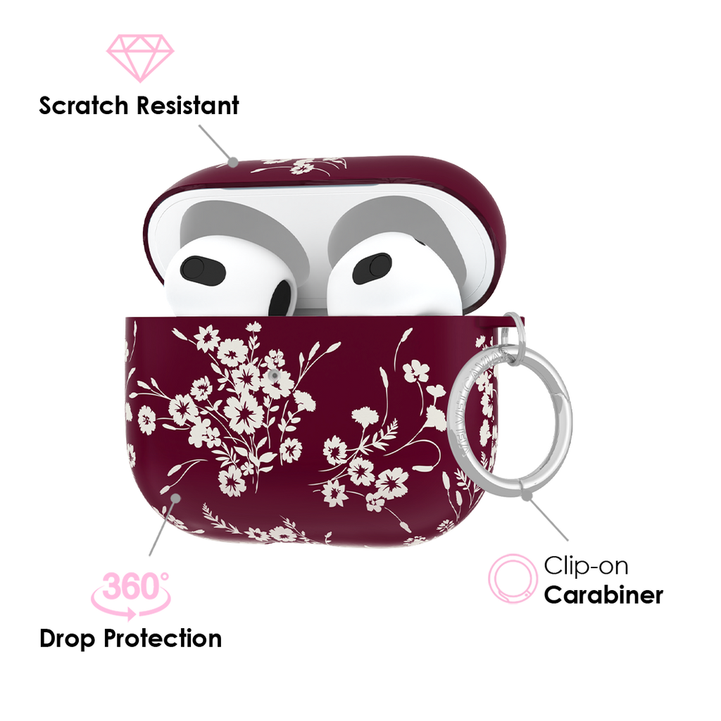 French Burgundy Floral AirPod Case
