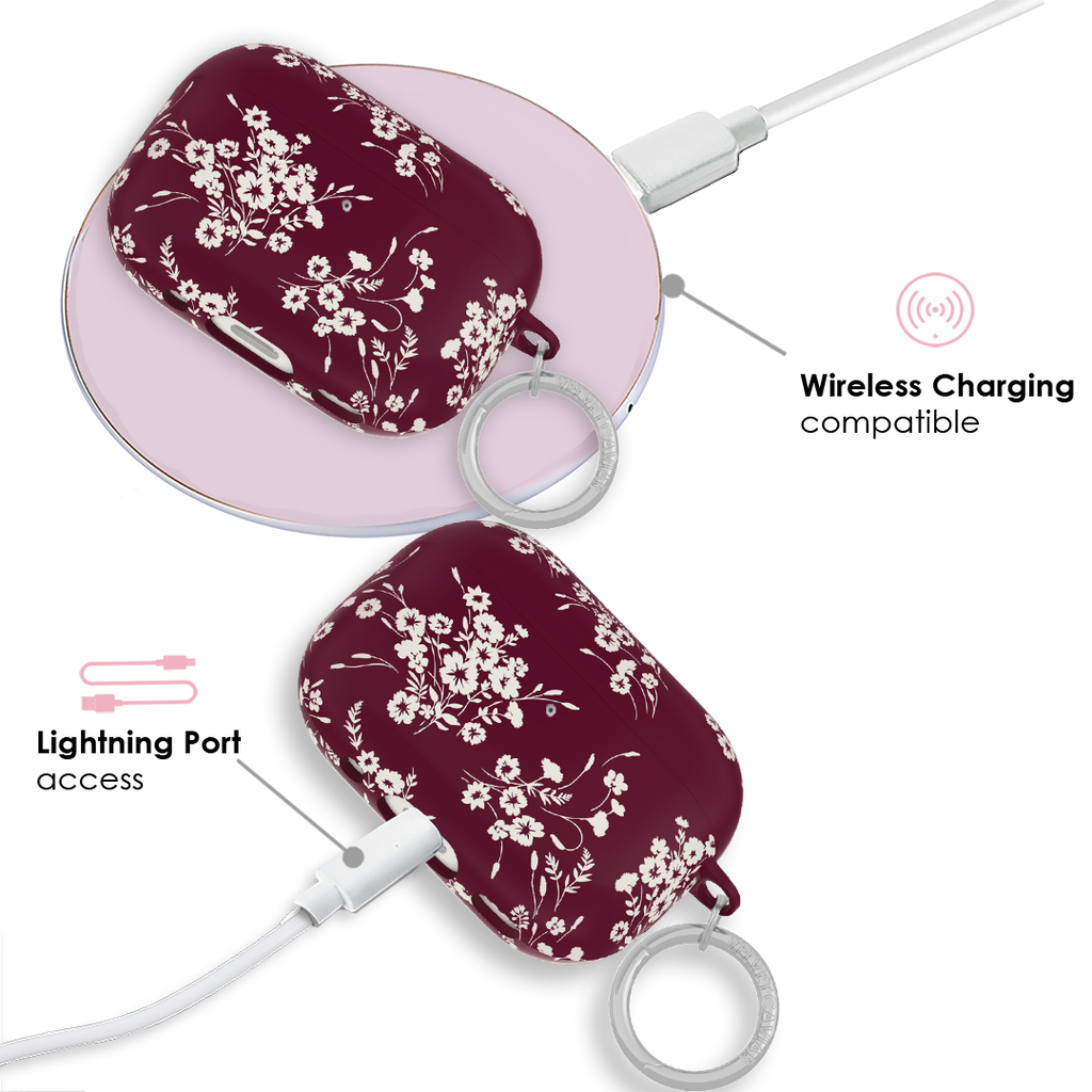 French Burgundy Floral AirPod Case