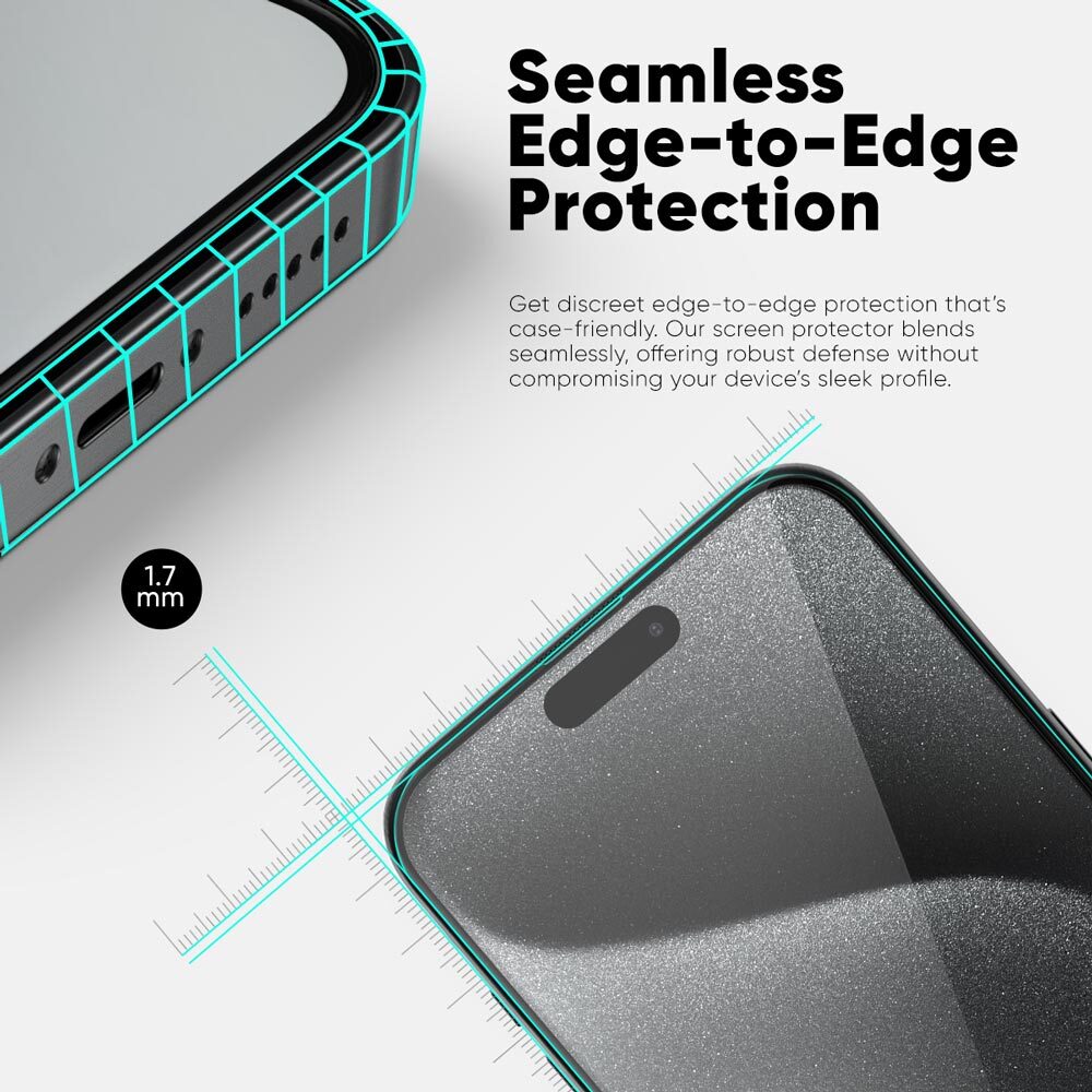 NanoArmour ONETIME PRO Privacy Anti Reflective Infinity Edge – iPhone 16/15/14/13 Series