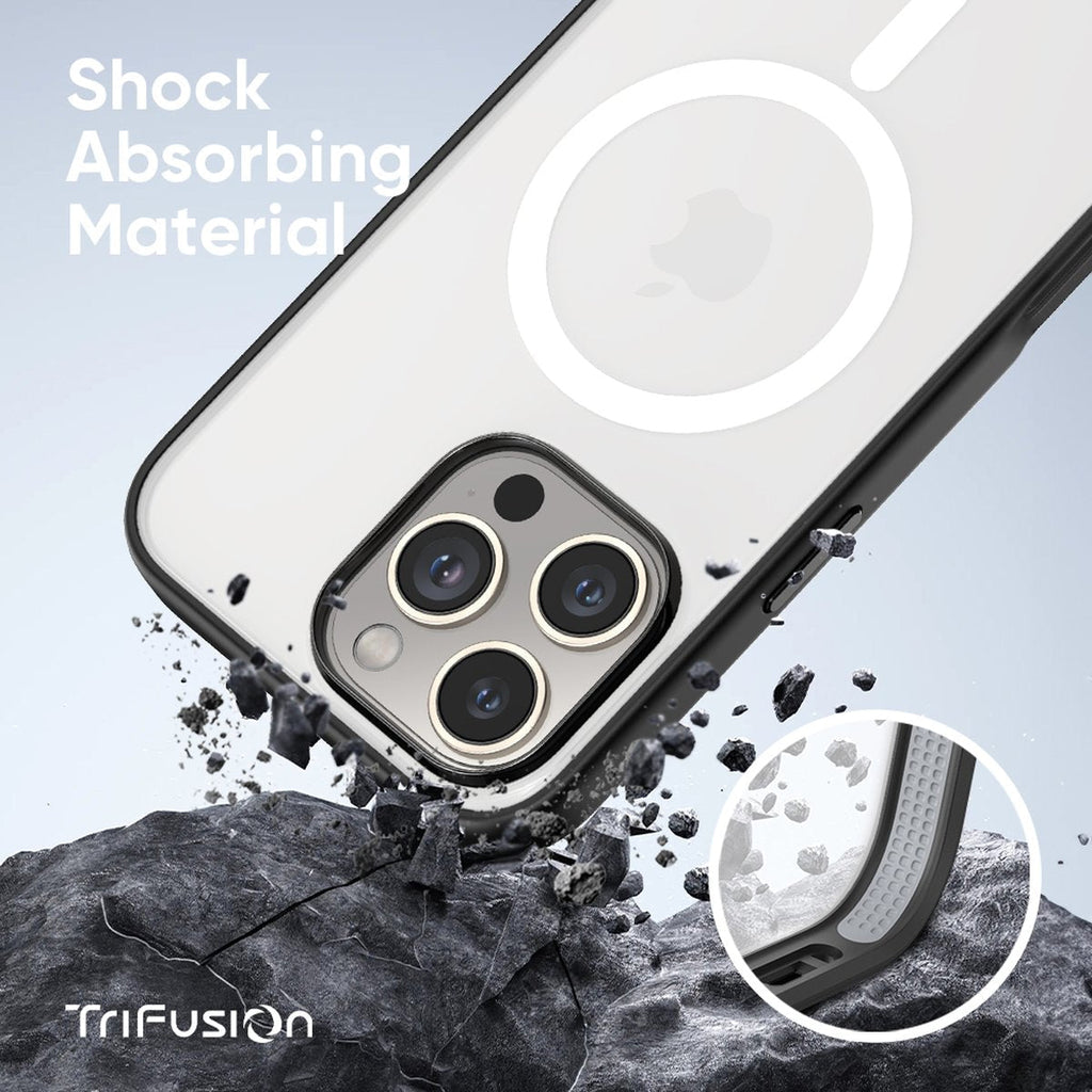 FLOLAB Surtect Tri-Fusion MagSafe Compatible Case – iPhone 16 Series (Black Frost White Ring)