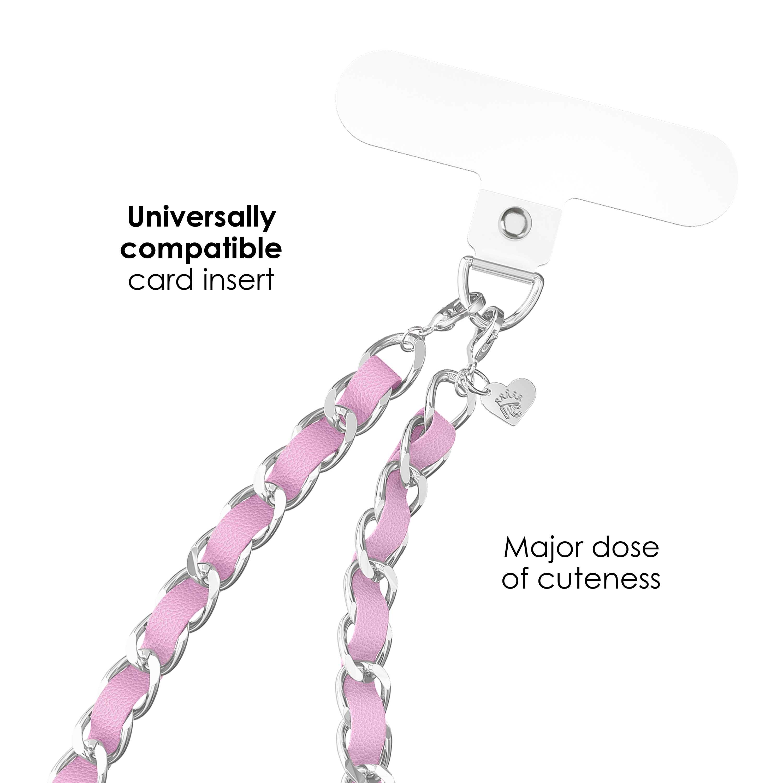 Pink Leather Chain Phone Charm