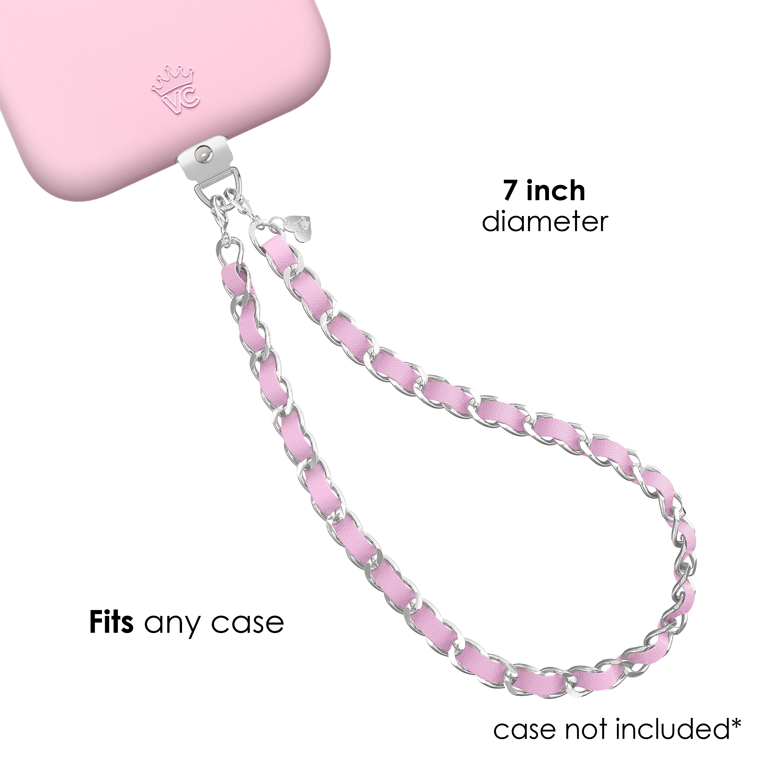 Pink Leather Chain Phone Charm
