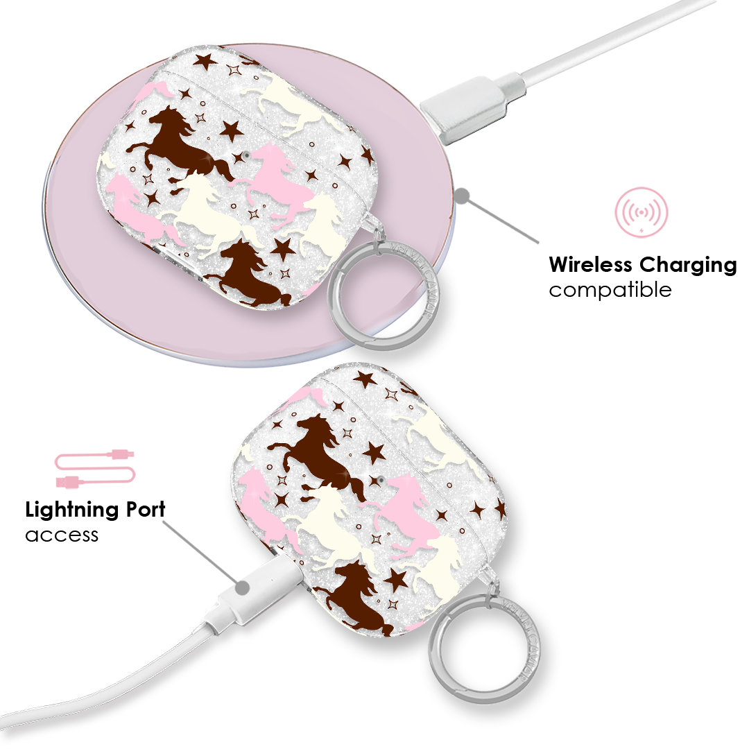 Pink Pony Glitter AirPod Case