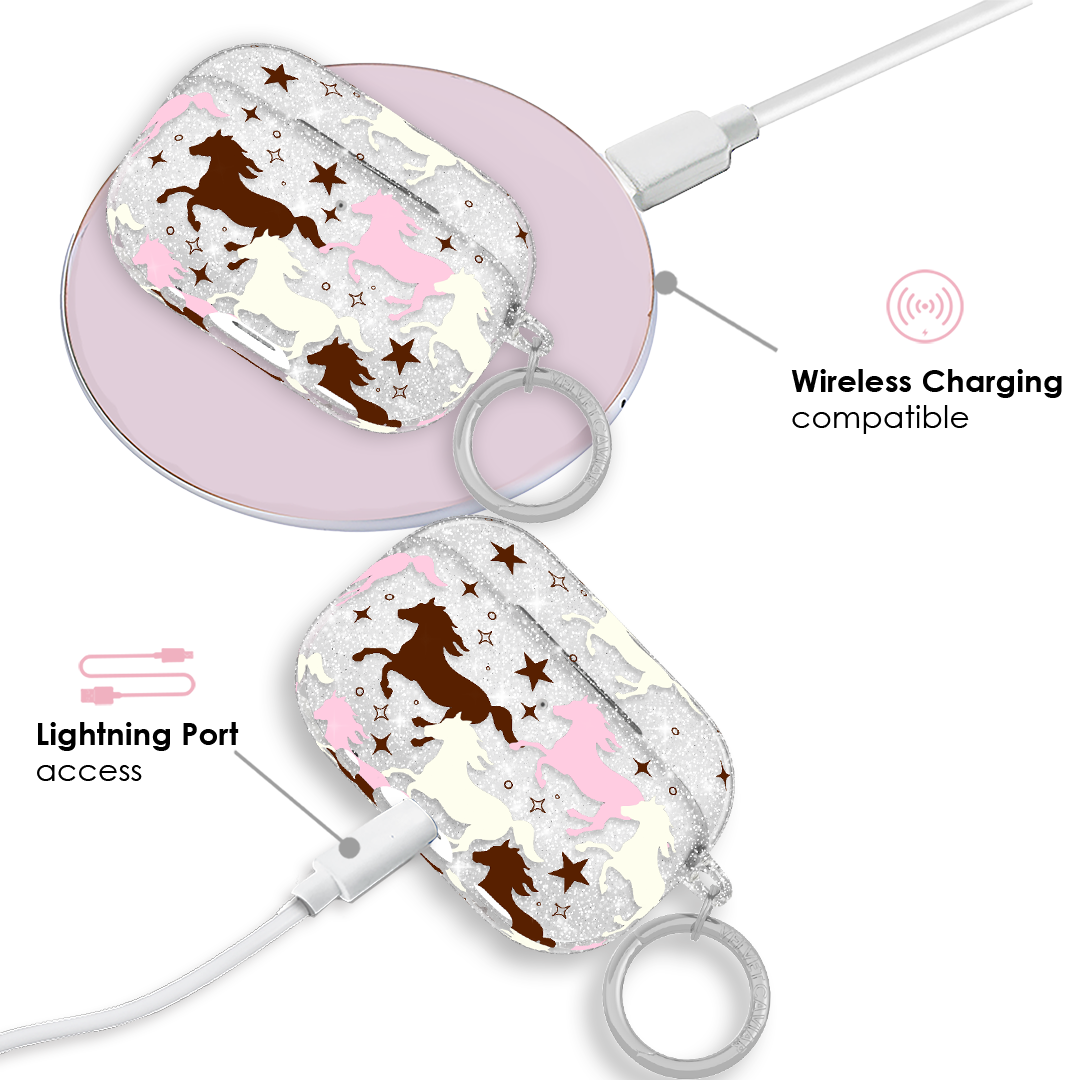 Pink Pony Glitter AirPod Case