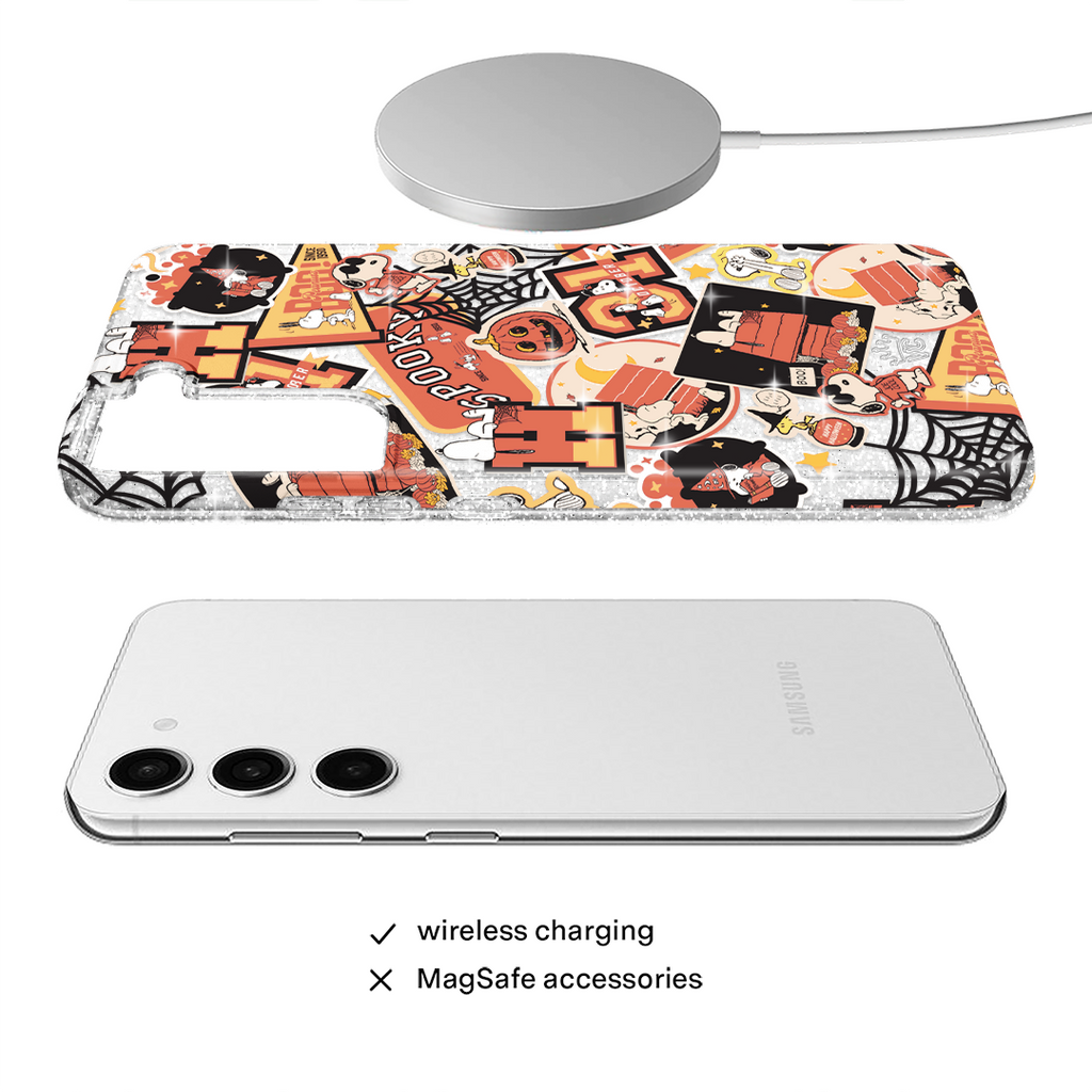 Snoopy Halloween Varsity Glitter Samsung Case