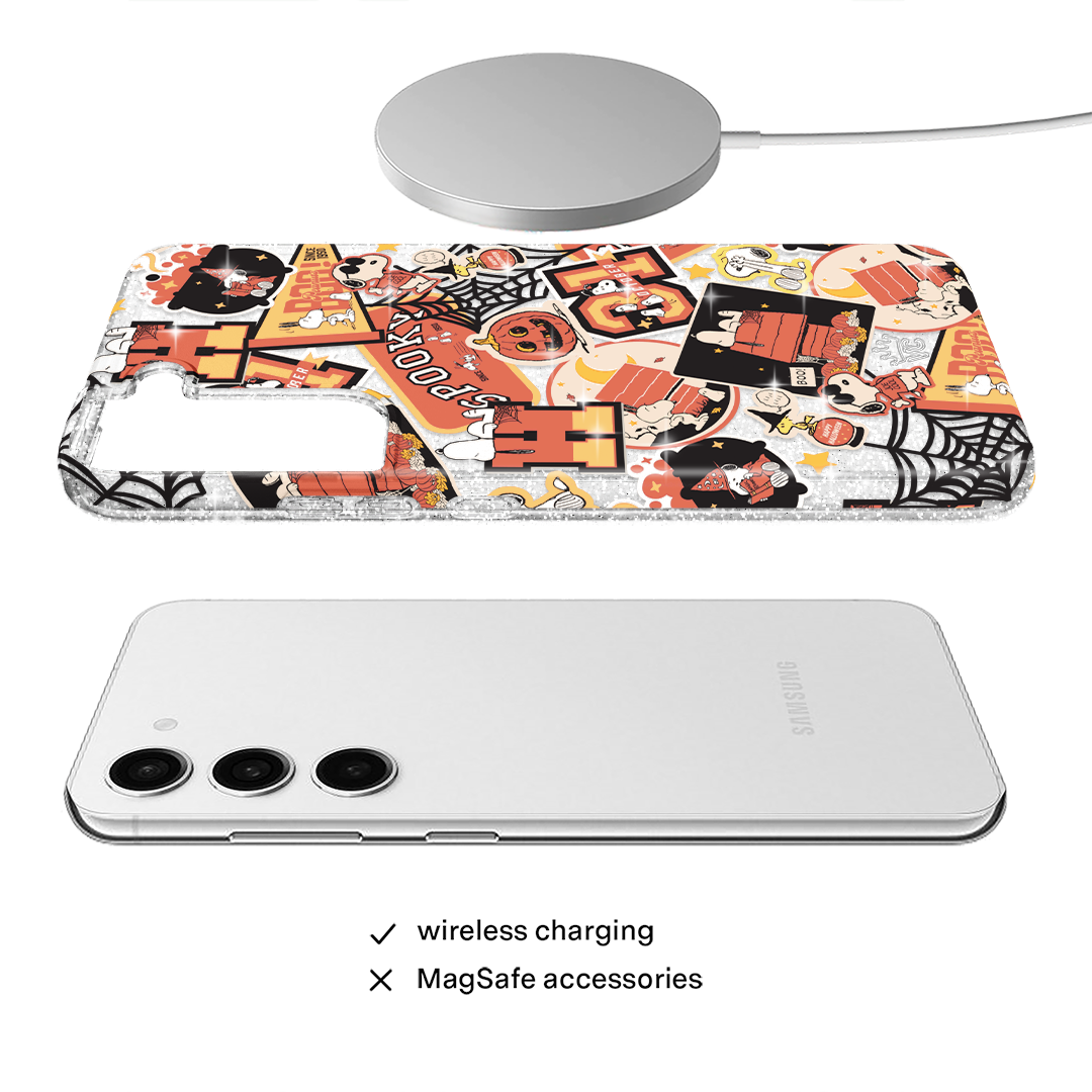 Snoopy Halloween Varsity Glitter Samsung Case