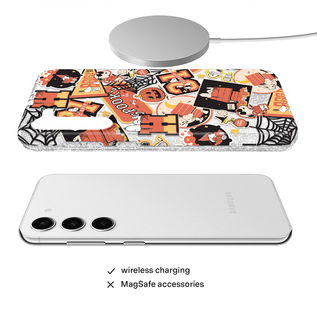 Snoopy Halloween Varsity Glitter Samsung Case
